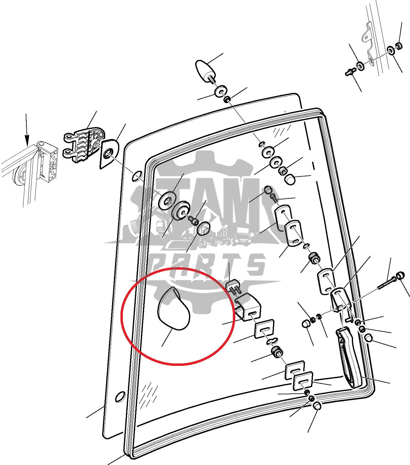 Maner geam lateral interior stanga Komatsu
